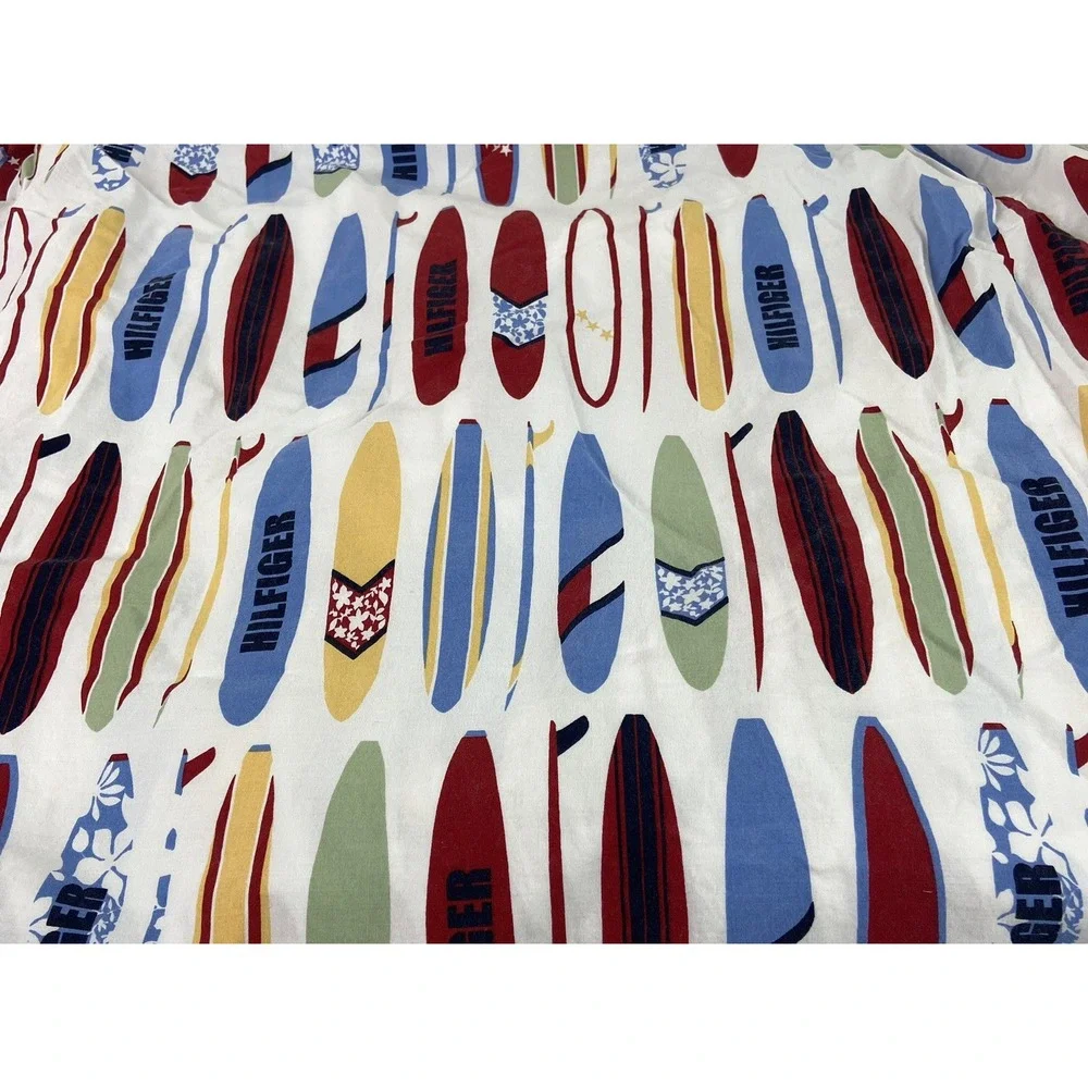 Tommy Hilfiger Twin Surfboard Print Beach House Fitted Sheet 100% Cotton Vintage
